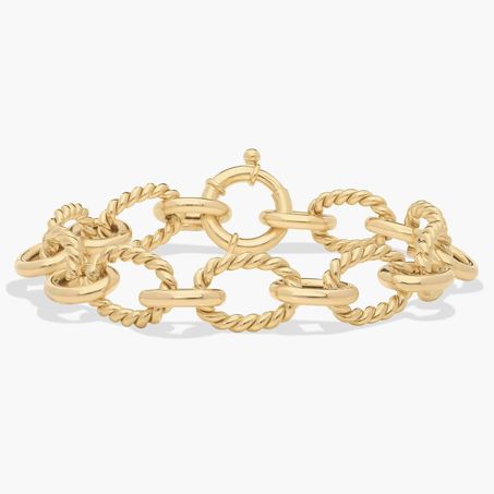 Twisted Oval Link Chain Bracelet in 14K Yellow Gold